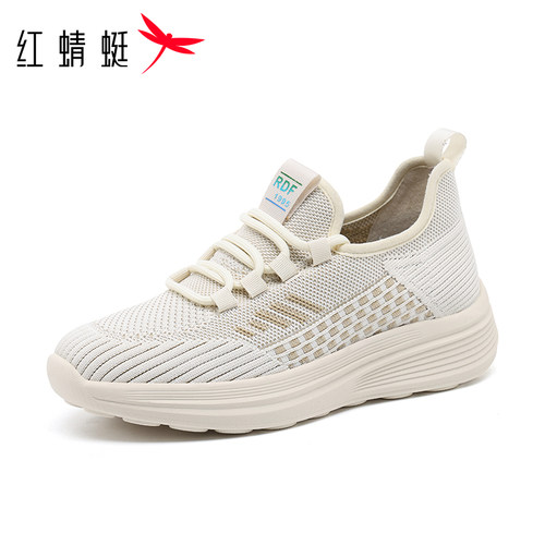 红蜻蜓运动休闲鞋织物透气女鞋