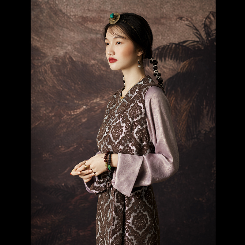 「中式美学」复古禅意西藏服 中国风汉服交领设计 改良连衣裙女