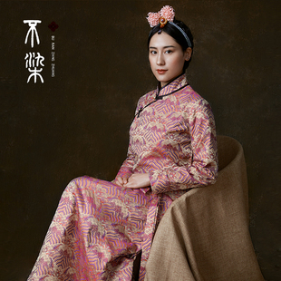 =不染=  新品2018 复古织锦缎中式立领 西藏旅游衣服女春秋藏服装