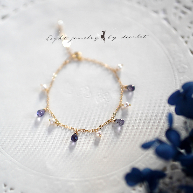 女14K注金堇青石珍珠甜美