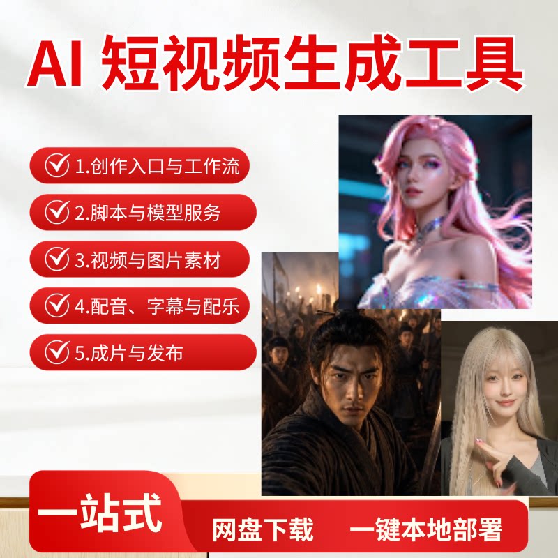 ai短视频生成与制作软件工具 一键整合包 ai动漫短剧制作图片