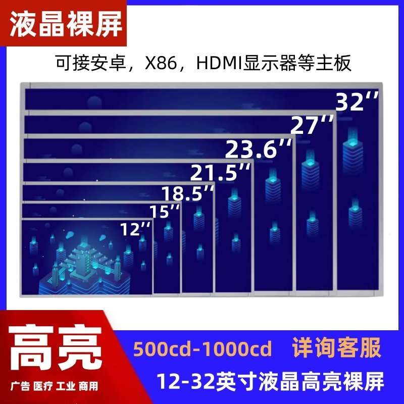 15.6 19寸22寸24寸27寸32液晶户外显示裸屏幕HDMI高清IPS1000亮度