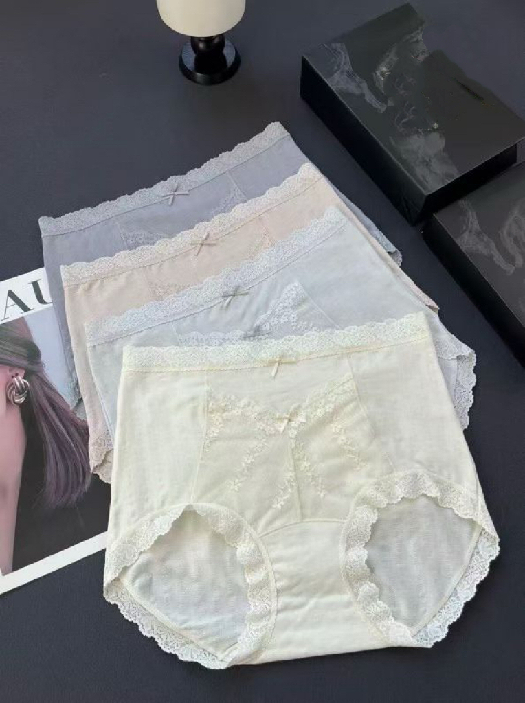 L*P新款法式蕾丝边女士内裤性感纯棉舒适亲肤抑菌档