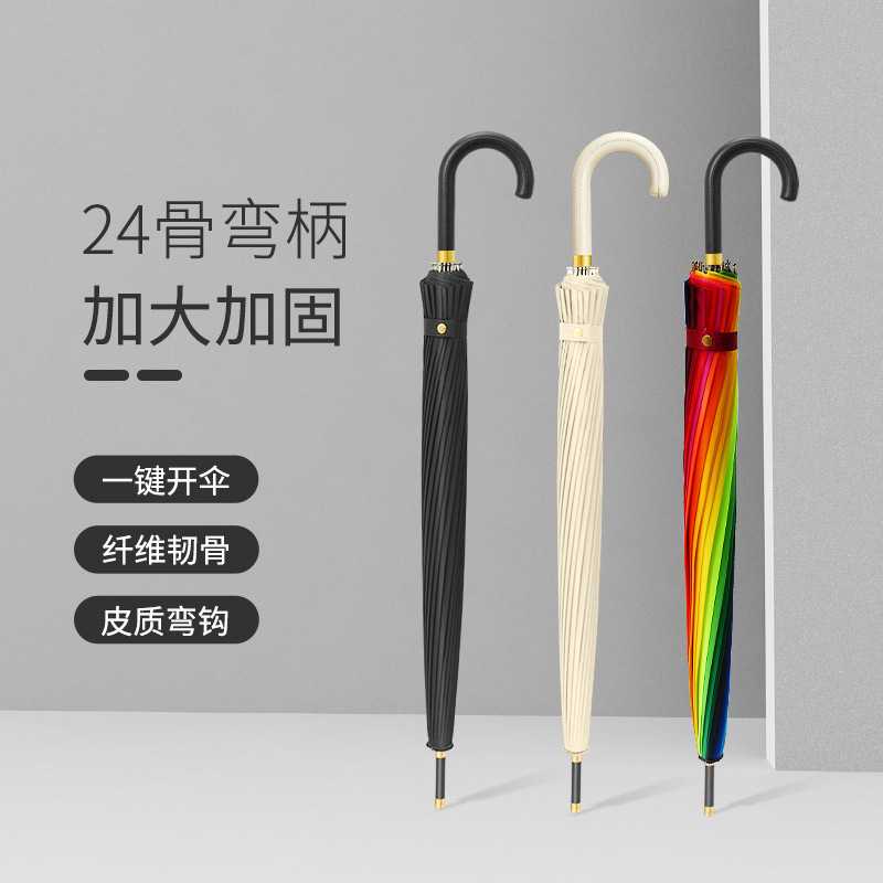 黄色雨伞实木手柄加大加固加厚抗暴雨专用长柄伞女晴雨两用防曬