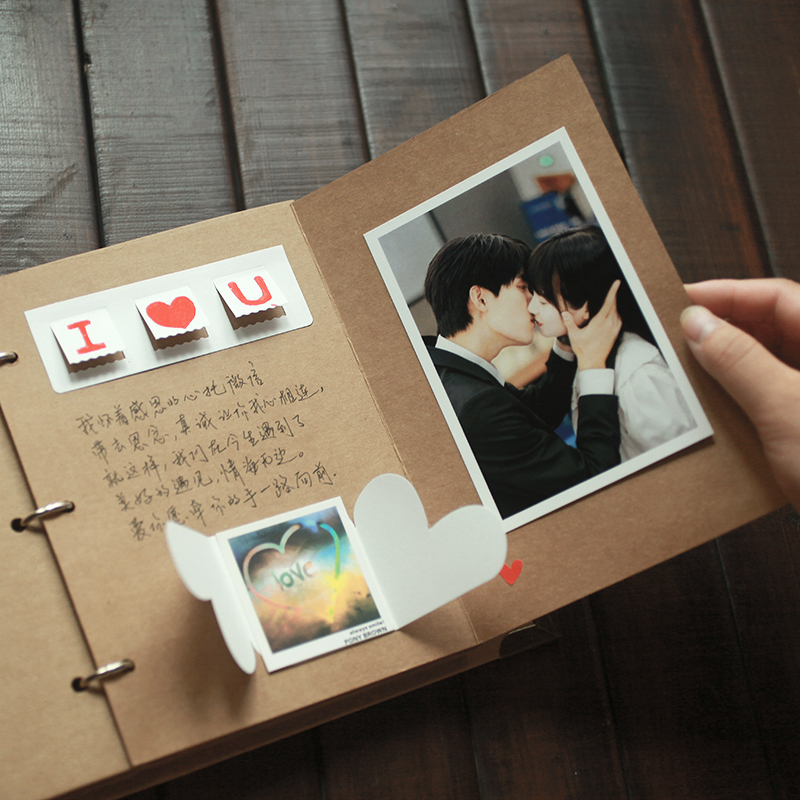 A5折页手账本diy折叠相册本旅行日记记事本空白活页牛皮纸纪念册