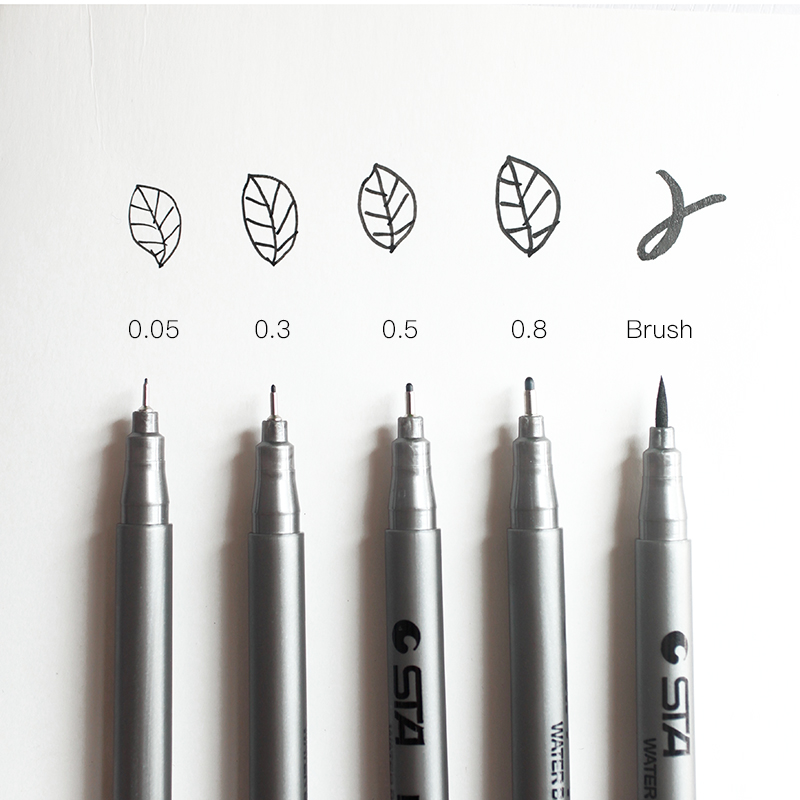 针管勾线笔防水描边笔黑色软头设计绘图水性手绘漫画笔细头模型笔
