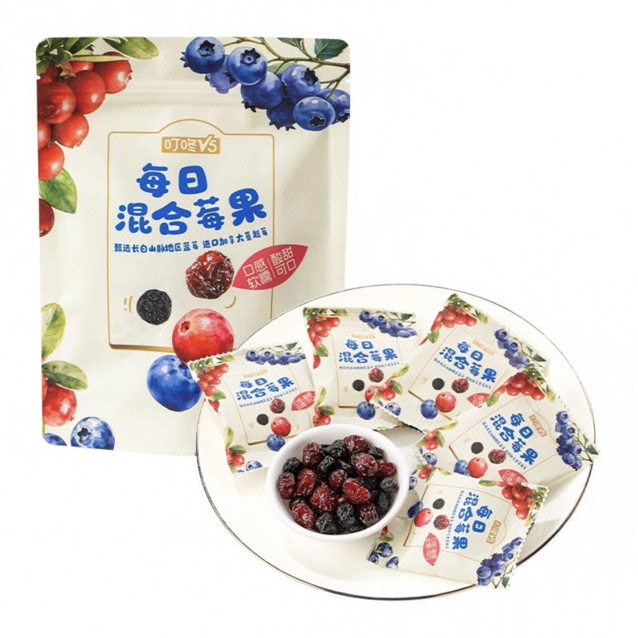 叮咚 V5 每日混合莓果 (长白山蓝莓+加拿大蔓越莓) 80g