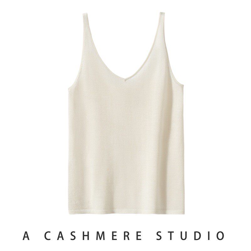 100%纯山羊绒女士68精仿吊带背心宽松显瘦内搭针织衫秋冬新款打底