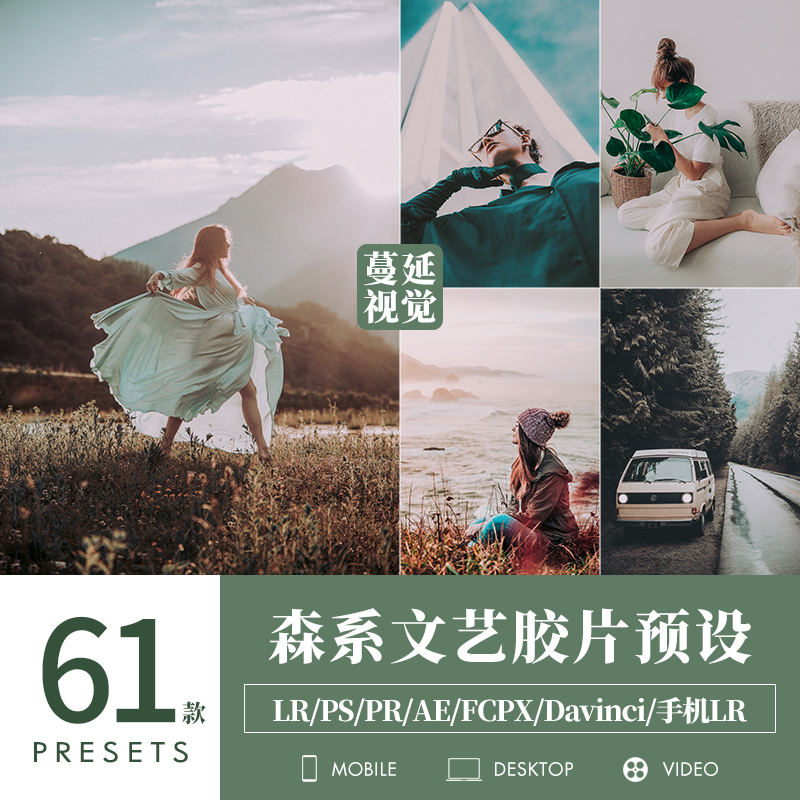 LR预设森系调色PS人像风光旅拍PR达芬奇像素蛋糕滤镜LUT飞思剪映