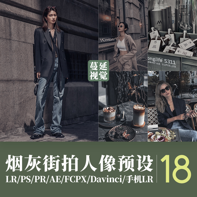 高级灰色PS/LR预设像素蛋糕人像金属质感调色手机LUTs手机滤镜PR