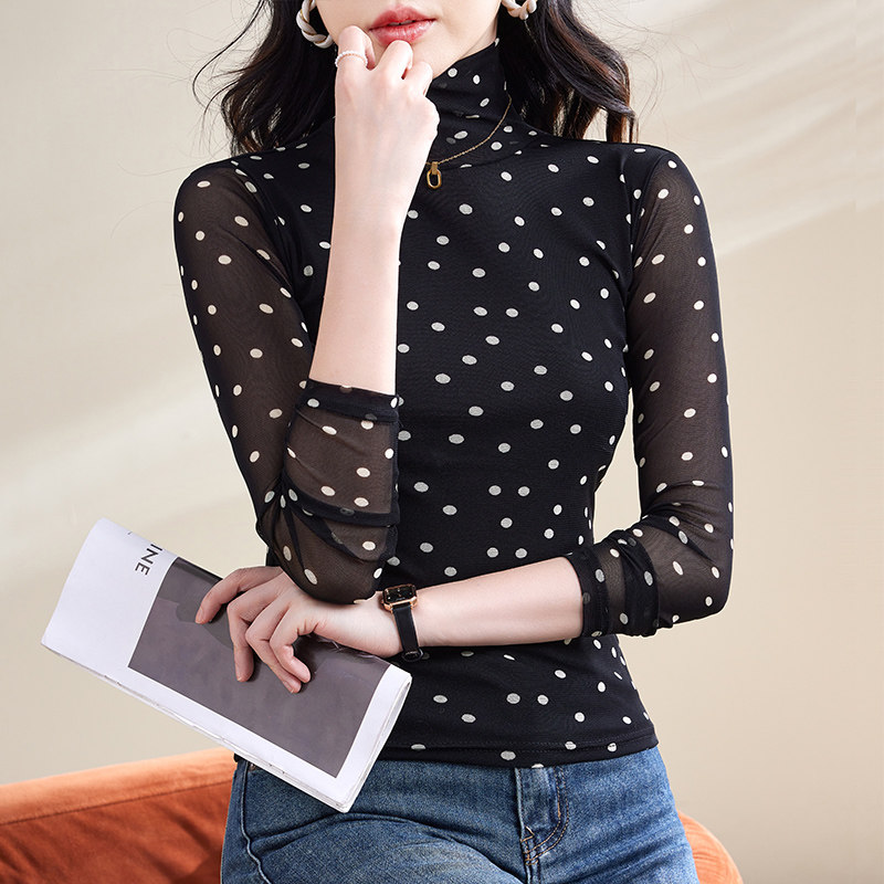 秋冬高领网纱2025新款内搭时髦打底衫女士年轻漂亮女人味洋气上衣,女装/女士精品,T恤,淘宝优惠券,粉丝福利购,淘宝优惠卷