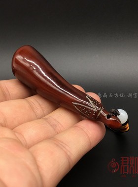 新品古玩收藏牛角角雕小茄子挂件美好寓意牦N牛角手把件仿古防老