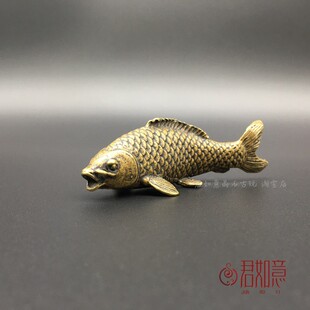 仿古做旧铜器实心黄铜铜鲤鱼小摆件迷你小鱼儿铜艺小鲤鱼铜鱼