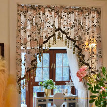 法式门帘复古刺绣蕾丝短帘氛围感半帘免打孔门帘走廊门对门隔断帘