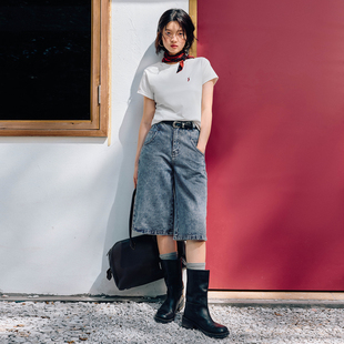 修身 PSO T恤半袖 老钱风弹力可爱刺绣小狗短袖 上衣夏潮 Brand女装