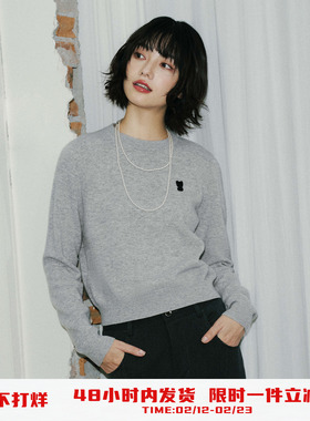 PSO Brand女装迷你西高地羊毛针织红色毛衣保暖长袖打底衫秋冬季