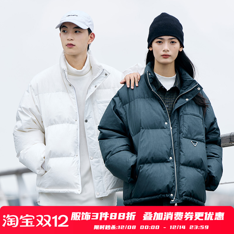 褶皱纹理立领加厚羽绒服