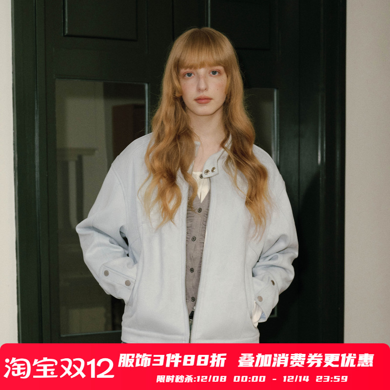 PSO Brand男装女装绒面立领短宽版型哈灵顿夹克外套保暖上衣秋冬