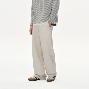 女装 纯色仿棉感斜纹中腰工装 裤 PSO 阔腿直筒长裤 男装 男款 Brand