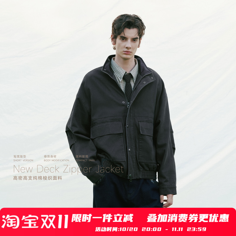 PSO Brand男装女装美式复古翻领工装拉链飞行夹克外套男款潮秋季