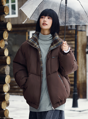 PSO Brand男装女装双面穿三防白鸭绒90绒棕色羽绒服冬季保暖外套