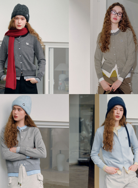 PSO Brand女装假两件围巾条纹撞色针织衫毛衣女短款上衣外套秋季