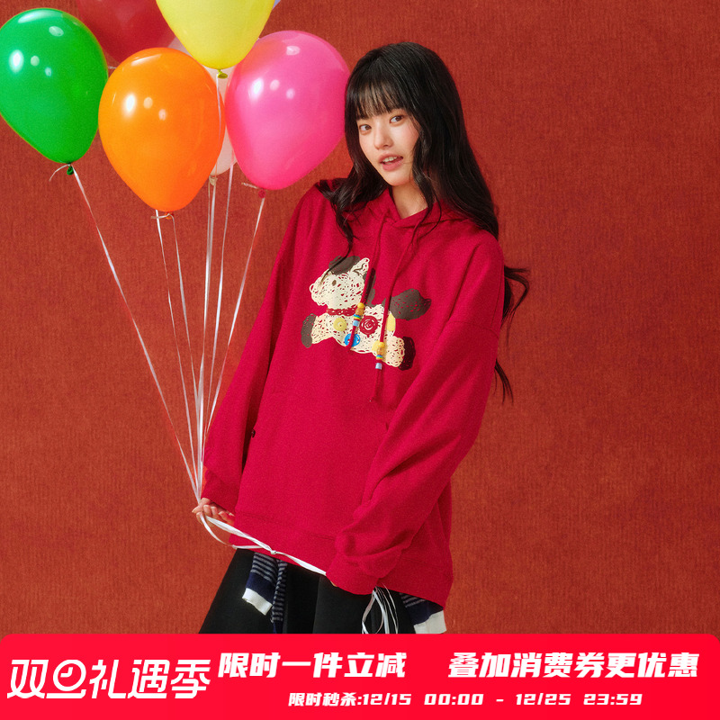 PSO Brand男装女装【马年限定款】圣诞红色卫衣女款本命年外套潮