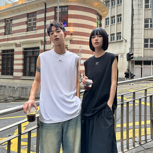 PSO Brand男装女装【凉感匹马棉】几何LOGO圆领坎肩背心夏无袖T恤