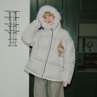 PSO Brand男装女装90绒可爱小狗毛领连帽情侣羽绒服女款冬季外套