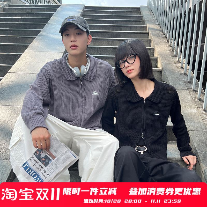 PSO Brand男装女装洞洞缕空针织开衫拉链毛衣外套宽松上衣春秋季