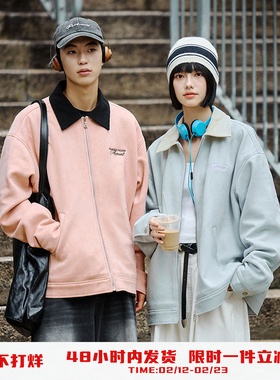 PSO Brand男装女装麂皮绒加厚夹克外套女款上衣秋季休闲情侣装潮