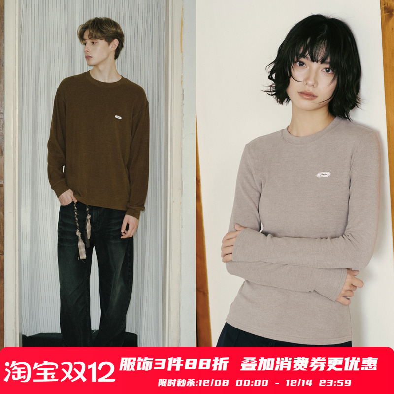 PSO Brand男装女装纯色圆领针织发热保暖情侣长袖内搭打底衫上衣