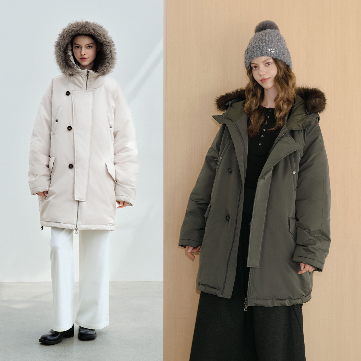 PSO Brand男装女装毛领防寒服中长款羽绒服冬季女款厚外套保暖潮