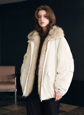 PSO Brand男装女装90绒美式毛领羽绒服女款冬季外套情侣装保暖潮