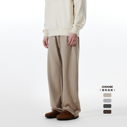 PSO Brand男装女装360克毛圈底针织基础束脚直筒宽松卫衣长裤秋冬