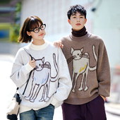 PSO 仿兔绒长腿猫猫圆领毛衣打底针织衫 Brand男装 女装