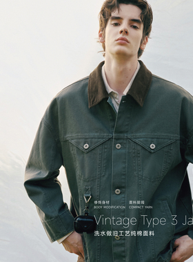 PSO Brand男女装【巴恩风】Pra风美式复古撞色领水洗工装谷仓夹克