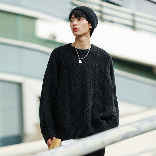 psobrand粗麻花纹打底衫