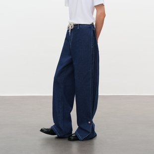 Brand男装 拖地休闲长裤 女装 男款 潮牌 复古水洗直筒蓝色牛仔裤 PSO