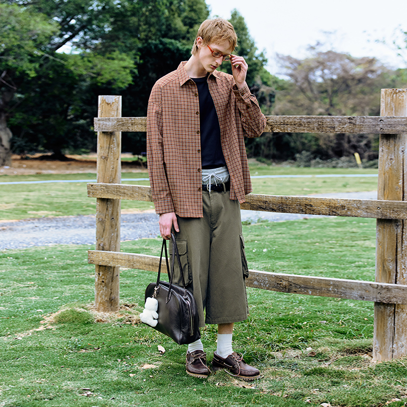 PSO Brand男装女装育克Yoke美式学院风磨毛感色织格纹长袖衬衫