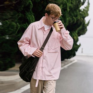 男装 云旗同款 女装 可拆卸领带条纹衬衫 衬衣 PSO 外套长袖 Brand