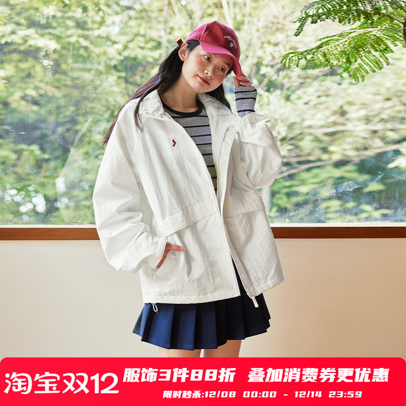 PSO Brand男装女装132克微皱梭织刺绣轻薄连帽夹克同款春宽松外套