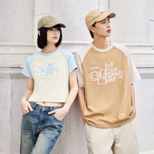 Brand男装 T恤夏季 女装 PSO 线条涂鸦小狗纯棉插肩袖 短袖 潮牌情侣装