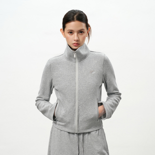 修身 小狗爪印立领拉链灰色卫衣女款 显瘦休闲外套 Brand女装 PSO