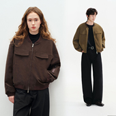 Brand男装 女装 美式 PSO 复古PU皮棒球领外套男款 宽松拉链情侣夹克