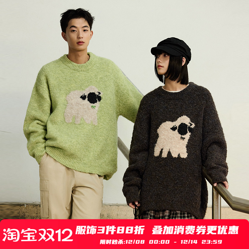 PSO Brand男装女装圆领毛衣针织衫情侣慵懒松弛感毛线衣上衣秋冬