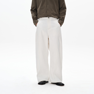 复古斜纹直筒纯棉工装 女装 裤 男款 PSO 宽松阔腿弯刀长裤 Brand男装