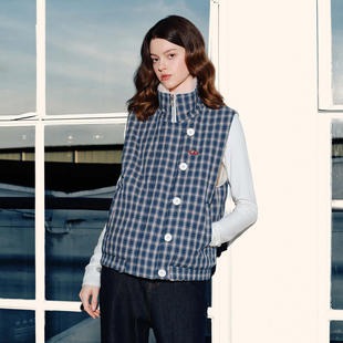 冬季 双面穿立领格纹撞色棉服马甲保暖棉袄女款 外套 Brand女装 PSO