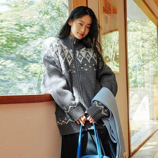 费尔岛毛衣提花秋冬保暖针织开衫 女装 外套毛线衣 Brand男装 PSO