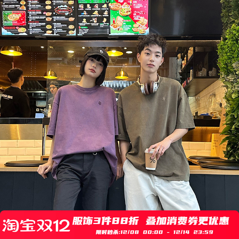 PSO Brand 男装女装纯棉复古短袖T恤潮牌情侣装半袖男款体恤夏日